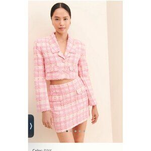 NWT Endless Rose Cropped Tweed Jacket & Strapless Mini Skirt Set Size S Pink
